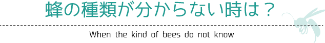 蜂の種類が分からない時は？