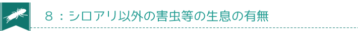  ８：シロアリ以外の害虫等の生息の有無