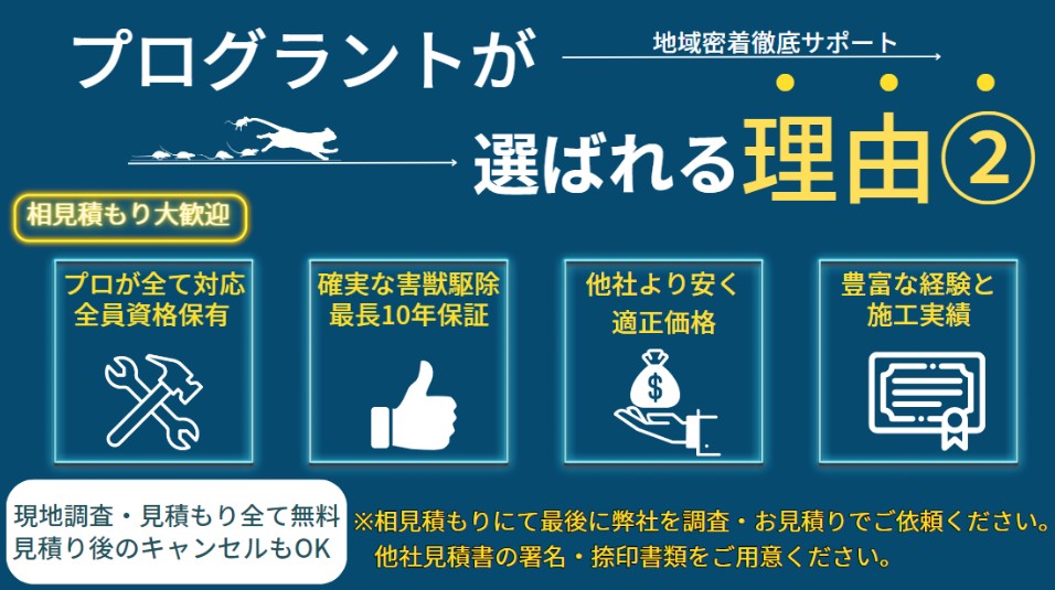 プログラントが選ばれる理由② 他社よりきめ細かなサービス・低価格・全社員が有資格者であり経験豊富なスタッフが勢ぞろい!