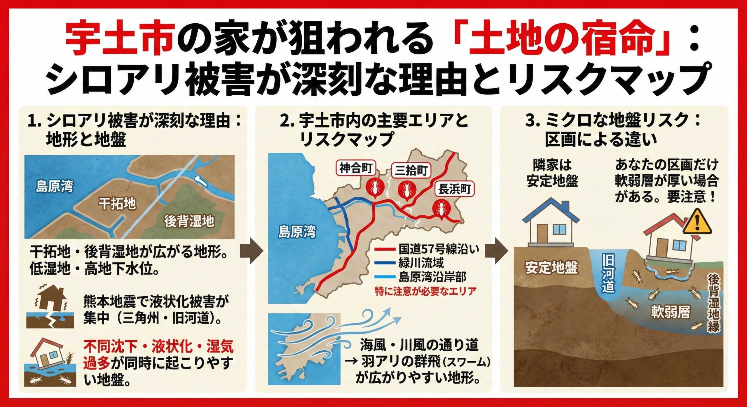 宇土市の家が狙われてる土地の宿命シロアリ被害が深刻な理由とリスクマップ