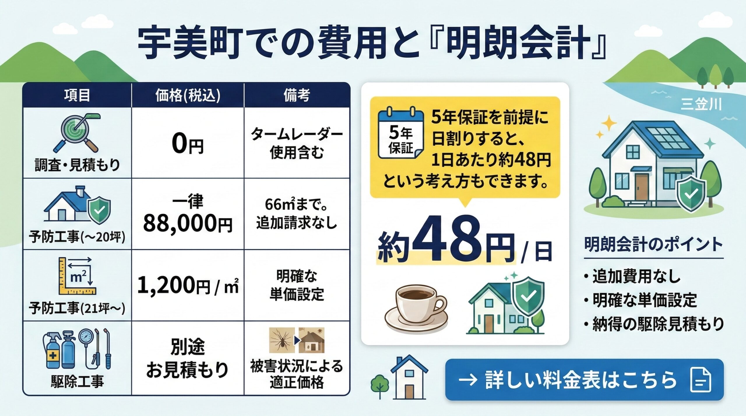 宇美町での費用と明朗会計