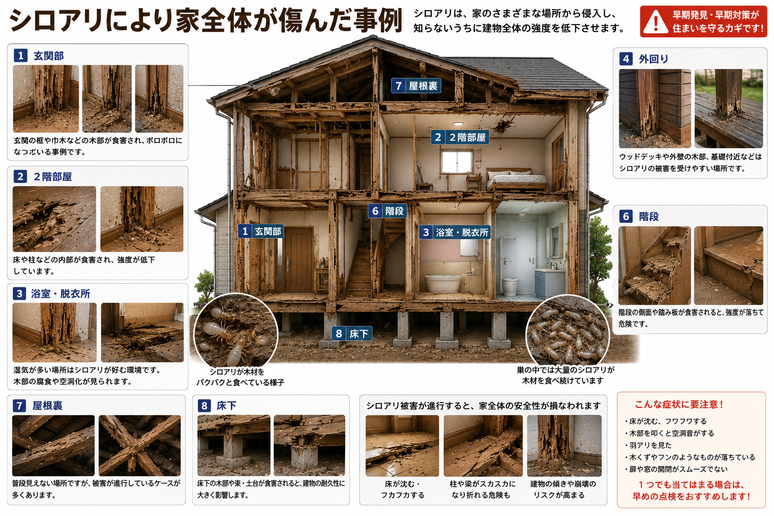 熊本で羽アリを見たら最初に確認すること｜シロアリか黒アリかの見分け方と危険サイン｜熊本・佐賀・福岡のシロアリ駆除専門プログラントの解説画像
